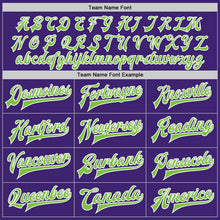Load image into Gallery viewer, Custom Purple Neon Green-White Bomber Full-Snap Varsity Letterman Jacket