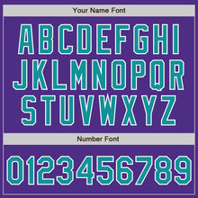 Load image into Gallery viewer, Custom Purple Teal-White Bomber Full-Snap Varsity Letterman Jacket