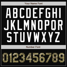 Load image into Gallery viewer, Custom Black Camo-Olive Bomber Full-Snap Varsity Letterman Two Tone Jacket