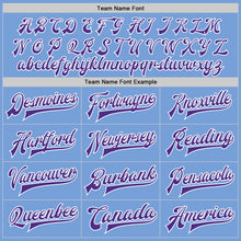 Load image into Gallery viewer, Custom Light Blue Purple-White Bomber Full-Snap Varsity Letterman Two Tone Jacket