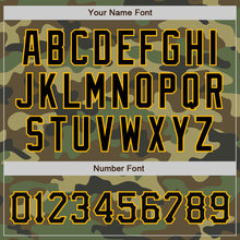 Load image into Gallery viewer, Custom Camo Black-Gold Bomber Full-Snap Varsity Letterman Salute To Service Jacket