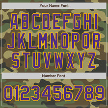 Load image into Gallery viewer, Custom Camo Purple-Gold Bomber Full-Snap Varsity Letterman Salute To Service Jacket