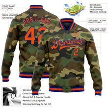 Load image into Gallery viewer, Custom Camo Orange-Royal Bomber Full-Snap Varsity Letterman Salute To Service Jacket