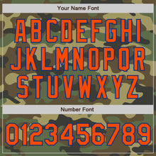 Load image into Gallery viewer, Custom Camo Orange-Royal Bomber Full-Snap Varsity Letterman Salute To Service Jacket