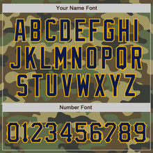 Load image into Gallery viewer, Custom Camo Navy-Gold Bomber Full-Snap Varsity Letterman Salute To Service Jacket