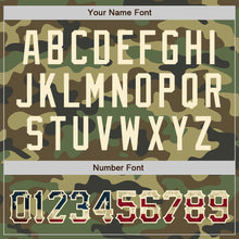 Load image into Gallery viewer, Custom Camo Vintage USA Flag Cream-Maroon Bomber Full-Snap Varsity Letterman Salute To Service Jacket