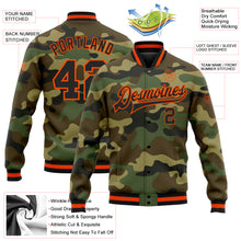 Load image into Gallery viewer, Custom Camo Black-Orange Bomber Full-Snap Varsity Letterman Salute To Service Jacket