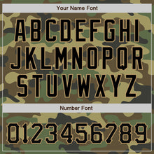 Load image into Gallery viewer, Custom Camo Black-Old Gold Bomber Full-Snap Varsity Letterman Salute To Service Jacket