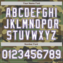 Load image into Gallery viewer, Custom Camo White Purple-Gray Bomber Full-Snap Varsity Letterman Salute To Service Jacket