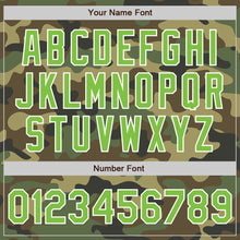 Load image into Gallery viewer, Custom Camo Neon Green-White Bomber Full-Snap Varsity Letterman Salute To Service Jacket