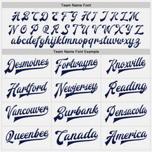 Load image into Gallery viewer, Custom White Navy Pinstripe Navy-White Bomber Full-Snap Varsity Letterman Jacket