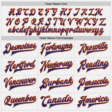 Load image into Gallery viewer, Custom White Royal Pinstripe Royal-Orange Bomber Full-Snap Varsity Letterman Jacket