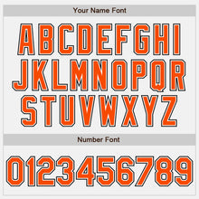 Load image into Gallery viewer, Custom White Orange Pinstripe Orange-Black Bomber Full-Snap Varsity Letterman Jacket