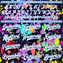 Load image into Gallery viewer, Custom Graffiti Pattern White-Light Blue Splashes 3D Bomber Full-Snap Varsity Letterman Jacket