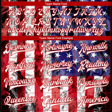 Load image into Gallery viewer, Custom White Royal-Red American Flag Fashion 3D Bomber Full-Snap Varsity Letterman Jacket