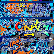 Load image into Gallery viewer, Custom Graffiti Pattern Royal-White Geometric 3D Bomber Full-Snap Varsity Letterman Jacket