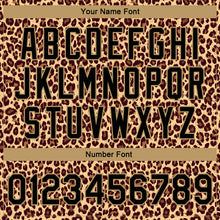 Load image into Gallery viewer, Custom Brown Black-Old Gold Leopard 3D Pattern Design Bomber Full-Snap Varsity Letterman Jacket