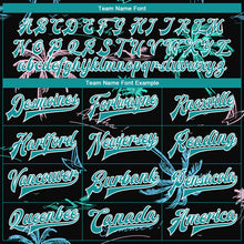 Load image into Gallery viewer, Custom Black Teal-White Hawaii Palm Trees 3D Bomber Full-Snap Varsity Letterman Jacket