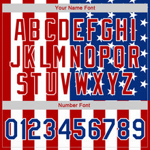 Load image into Gallery viewer, Custom White Royal-Red American Flag Fashion 3D Bomber Full-Snap Varsity Letterman Jacket