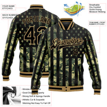 Load image into Gallery viewer, Custom Camo Black-Old Gold American Flag Fashion 3D Bomber Full-Snap Varsity Letterman Salute To Service Jacket