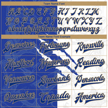 Load image into Gallery viewer, Custom Graffiti Pattern Royal-Old Gold Scratch 3D Bomber Full-Snap Varsity Letterman Jacket