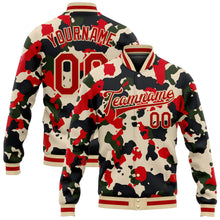 Load image into Gallery viewer, Custom Camo Red-Cream 3D Bomber Full-Snap Varsity Letterman Salute To Service Jacket
