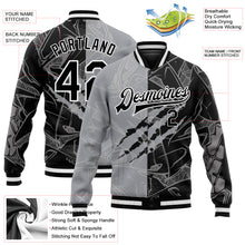 Load image into Gallery viewer, Custom Graffiti Pattern Black-Gray Scratch 3D Bomber Full-Snap Varsity Letterman Jacket