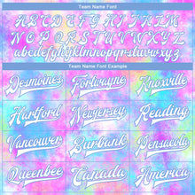 Load image into Gallery viewer, Custom Tie Dye White-Light Blue Rainbow 3D Bomber Full-Snap Varsity Letterman Jacket