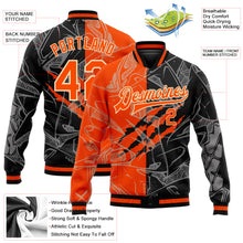 Load image into Gallery viewer, Custom Graffiti Pattern Orange Black-Cream Scratch 3D Bomber Full-Snap Varsity Letterman Jacket