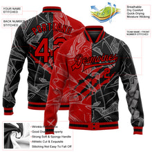 Load image into Gallery viewer, Custom Graffiti Pattern Red-Black Scratch 3D Bomber Full-Snap Varsity Letterman Jacket