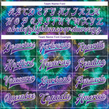 Load image into Gallery viewer, Custom Tie Dye Purple-White Rainbow 3D Bomber Full-Snap Varsity Letterman Jacket