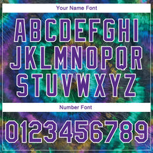 Load image into Gallery viewer, Custom Tie Dye Purple-White Rainbow 3D Bomber Full-Snap Varsity Letterman Jacket