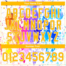 Load image into Gallery viewer, Custom Tie Dye Gold-White Rainbow 3D Bomber Full-Snap Varsity Letterman Jacket