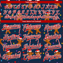 Load image into Gallery viewer, Custom Navy Red-White Christmas 3D Bomber Full-Snap Varsity Letterman Jacket