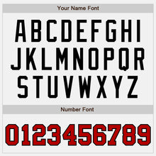 Load image into Gallery viewer, Custom White Red-Black Bomber Full-Snap Varsity Letterman Two Tone Jacket