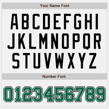 Load image into Gallery viewer, Custom White Kelly Green-Black Bomber Full-Snap Varsity Letterman Two Tone Jacket