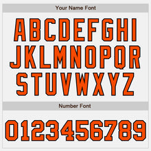 Load image into Gallery viewer, Custom White Orange-Black Bomber Full-Snap Varsity Letterman Two Tone Jacket