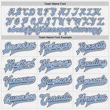 Load image into Gallery viewer, Custom White Light Blue-Black Bomber Full-Snap Varsity Letterman Two Tone Jacket