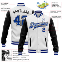 Load image into Gallery viewer, Custom White Royal-Black Bomber Full-Snap Varsity Letterman Two Tone Jacket