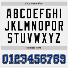 Load image into Gallery viewer, Custom White Royal-Black Bomber Full-Snap Varsity Letterman Two Tone Jacket