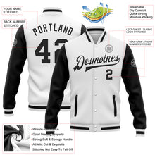 Load image into Gallery viewer, Custom White Black Bomber Full-Snap Varsity Letterman Two Tone Jacket