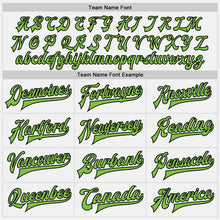 Load image into Gallery viewer, Custom White Neon Green-Black Bomber Full-Snap Varsity Letterman Two Tone Jacket