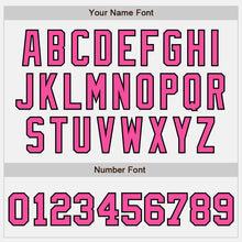 Load image into Gallery viewer, Custom White Pink-Black Bomber Full-Snap Varsity Letterman Two Tone Jacket