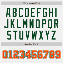 Load image into Gallery viewer, Custom White Orange-Green Bomber Full-Snap Varsity Letterman Two Tone Jacket