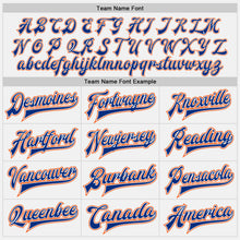 Load image into Gallery viewer, Custom White Orange-Royal Bomber Full-Snap Varsity Letterman Two Tone Jacket