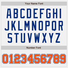 Load image into Gallery viewer, Custom White Orange-Royal Bomber Full-Snap Varsity Letterman Two Tone Jacket