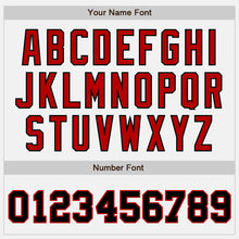 Load image into Gallery viewer, Custom White Black-Red Bomber Full-Snap Varsity Letterman Two Tone Jacket