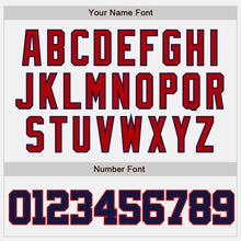 Load image into Gallery viewer, Custom White Navy-Red Bomber Full-Snap Varsity Letterman Two Tone Jacket