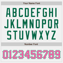 Load image into Gallery viewer, Custom White Pink-Kelly Green Bomber Full-Snap Varsity Letterman Two Tone Jacket