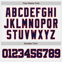 Load image into Gallery viewer, Custom White Navy-Red Bomber Full-Snap Varsity Letterman Two Tone Jacket